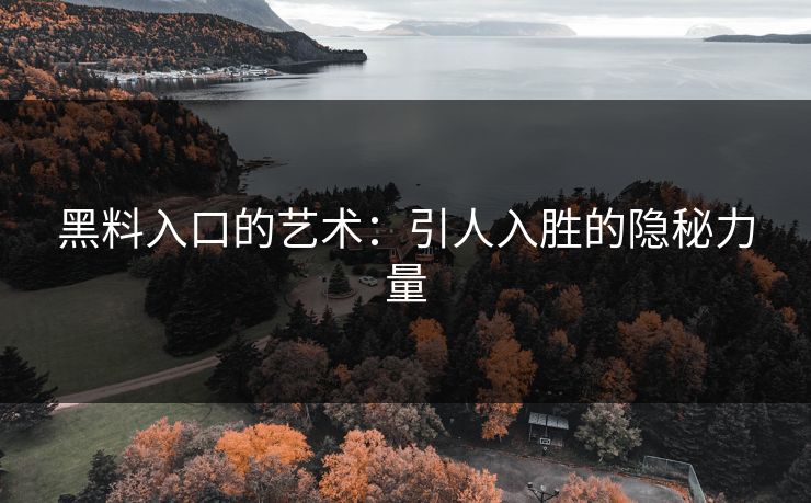 黑料入口的艺术:引人入胜的隐秘力量 第1张 黑料入口的艺术:引人入胜的隐秘力量 第1张