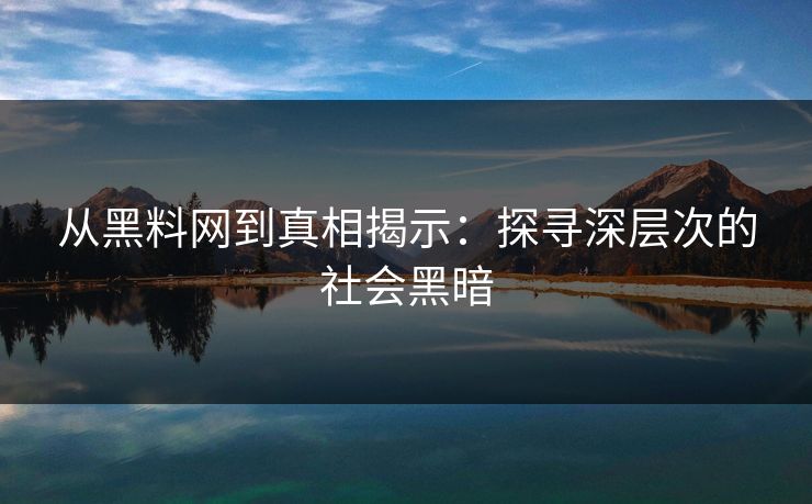 从黑料网到真相揭示：探寻深层次的社会黑暗  第1张
