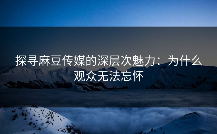 探寻麻豆传媒的深层次魅力：为什么观众无法忘怀  第1张