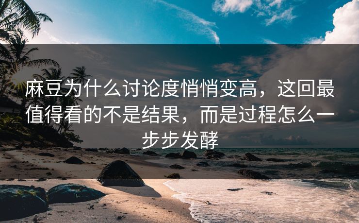 麻豆为什么讨论度悄悄变高，这回最值得看的不是结果，而是过程怎么一步步发酵  第1张