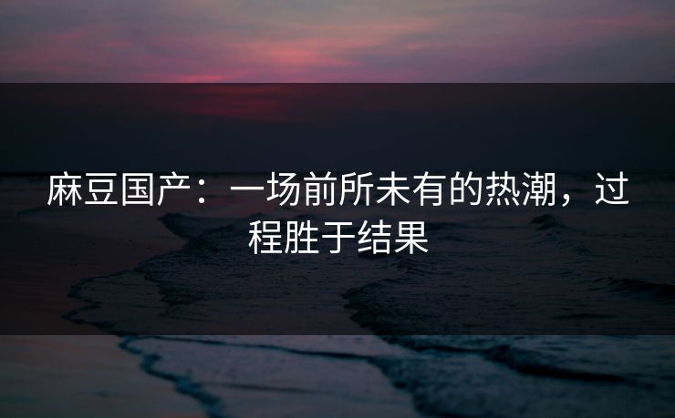 麻豆国产：一场前所未有的热潮，过程胜于结果  第1张