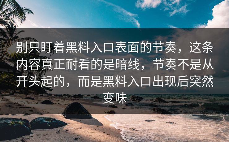 别只盯着黑料入口表面的节奏,这条内容真正耐看的是暗线,节奏不是从开头起的,而是黑料入口出现后突然变味 第1张 别只盯着黑料入口表面的节奏,这条内容真正耐看的是暗线,节奏不是从开头起的,而是黑料入口出现后突然变味 第1张